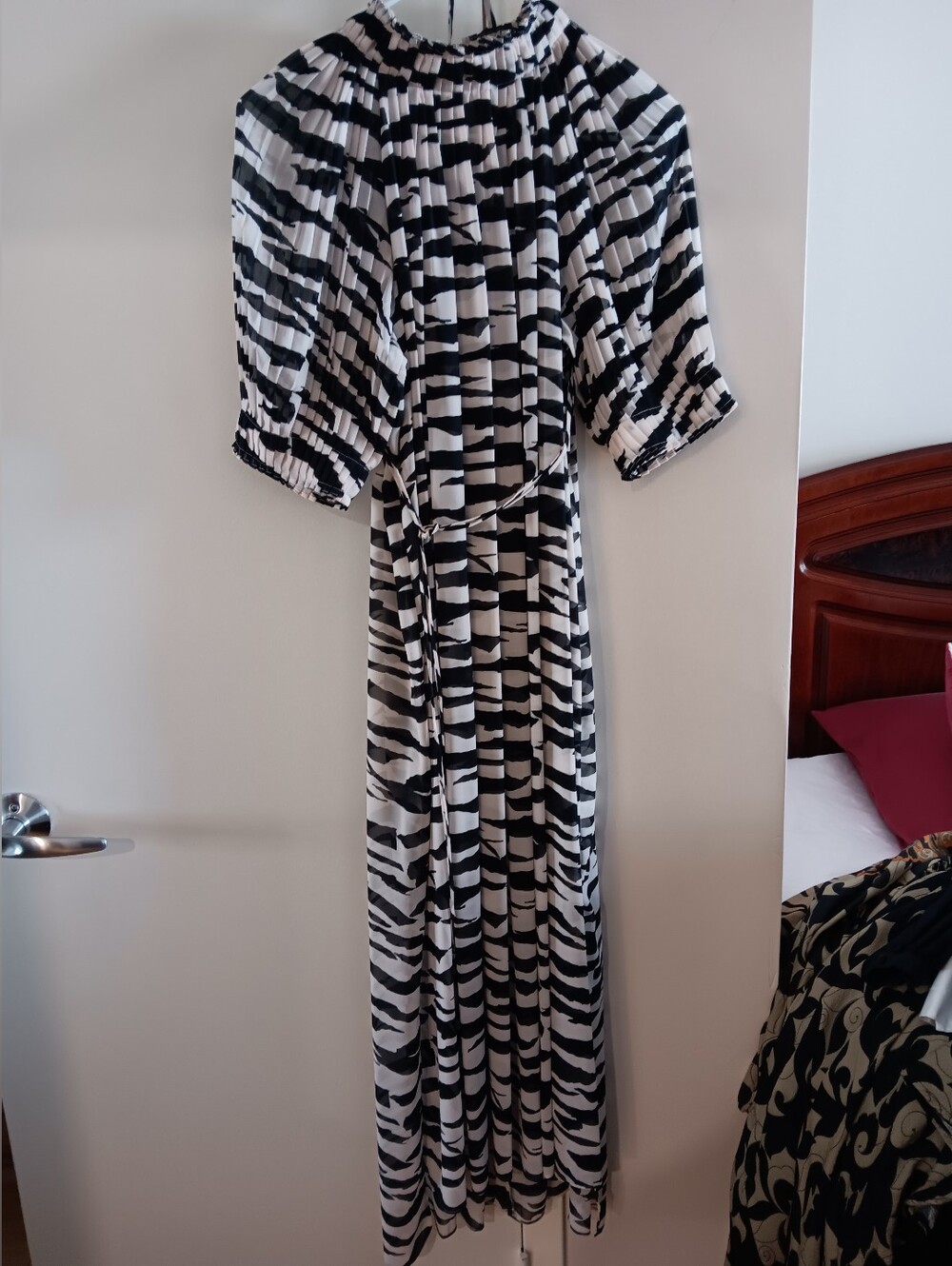 AllSaints Black and White Abstract Print Maxi Dress